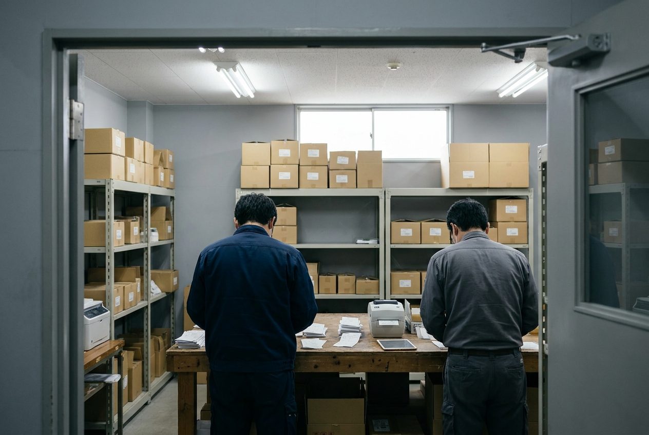 現場に入り、実際の作業を見ながら改善点を探している様子（イメージ）