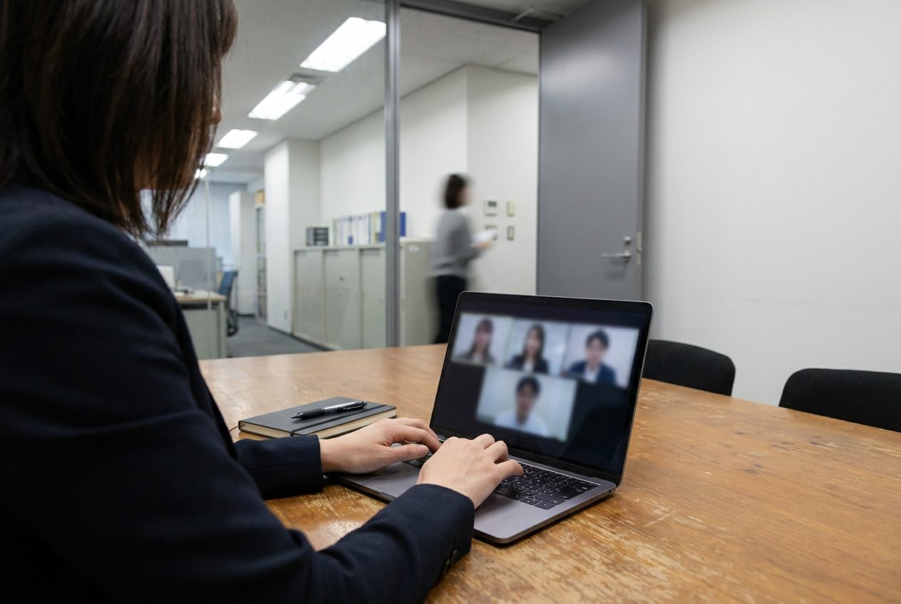 経営者がオンラインの勉強会に参加している様子（イメージ）